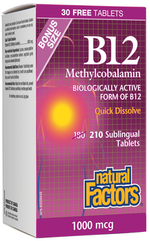 Méthylcobalamine B12 sublingual 1000mcg 180 +30