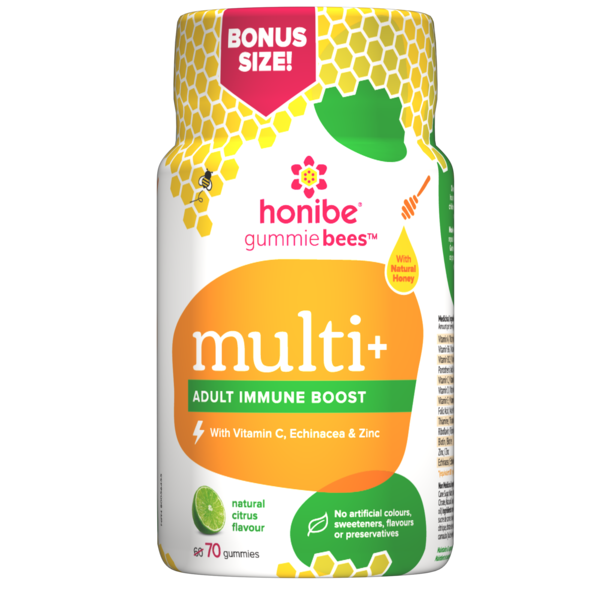 Multi + adulto Immune Boost Honibe Gummie abelhas anos 70