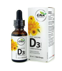 Absorption rapide de la vitamine D3 1000 UI 30 ml / 1364 gouttes
