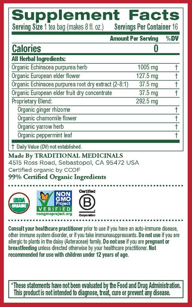 Organic Echinacea Plus Elderberry Traditional Medicinals