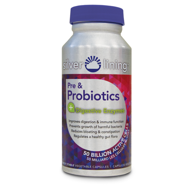 Silver Lining Pre & Probiotics + Enzymes digestives 50 milliards de cellules actives