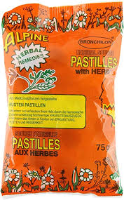 Pastilles Alpine Bronchilon aux herbes pour le mal de gorge 75g