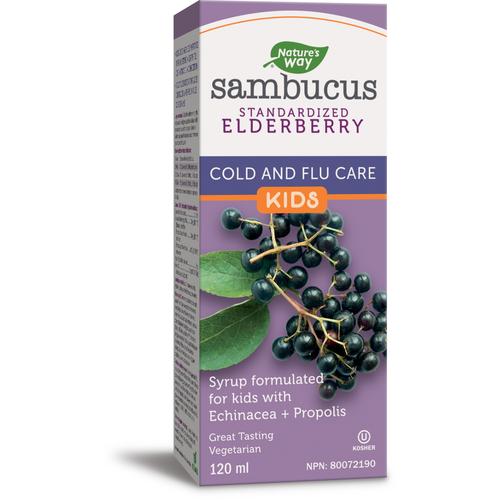 Sambucus Elderberry Kids Organic Syrup 120ml Cold & Flu Care Nature's Way