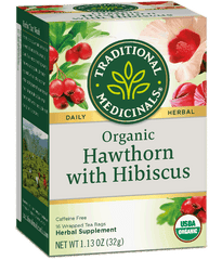 Hawthorn orgânico com medicamentos tradicionais de chá de hibisco