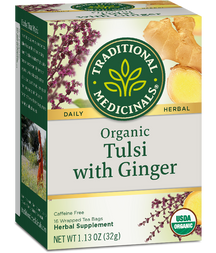 Organic Tulsi With Ginger Tea Traditional Medicinals