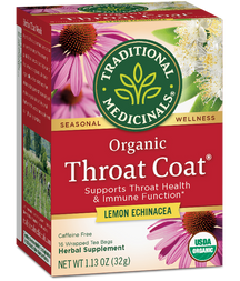 Organic Throat Coat Tea Lemon Echinacea Traditional Medicinals